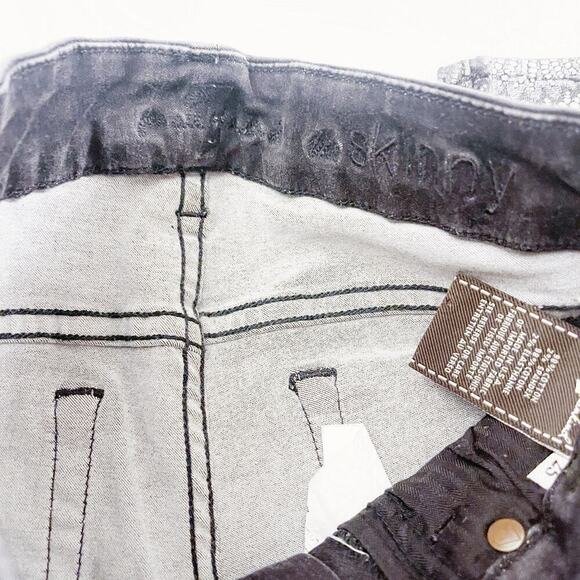 7 For All Mankind The Skinny Metallic Patterned Denim Jeans SZ25 - Picture 5 of 6